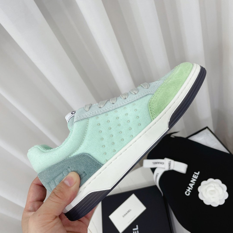 Ch*el calfskin sneaker green