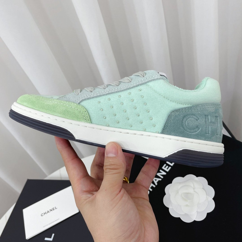 Ch*el calfskin sneaker green