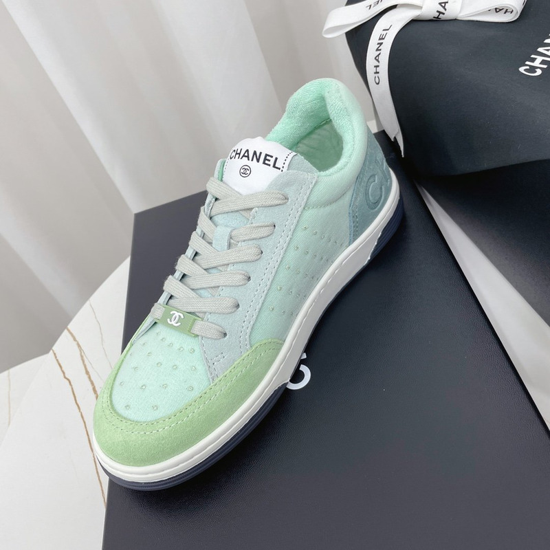 Ch*el calfskin sneaker green