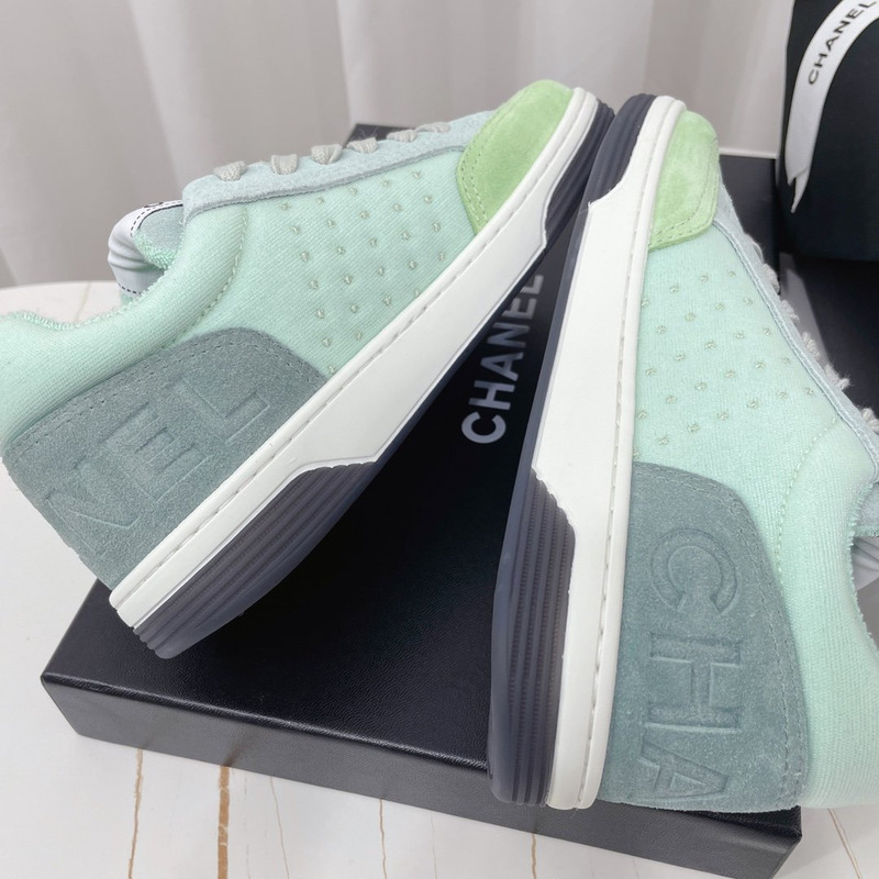 Ch*el calfskin sneaker green