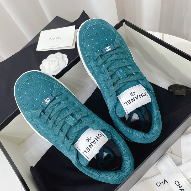 Ch*el calfskin sneaker teal