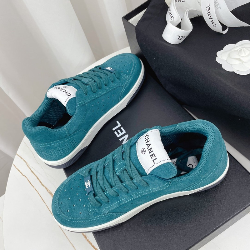 Ch*el calfskin sneaker teal