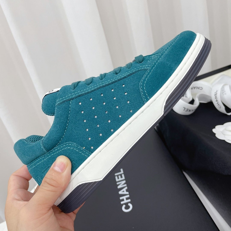 Ch*el calfskin sneaker teal