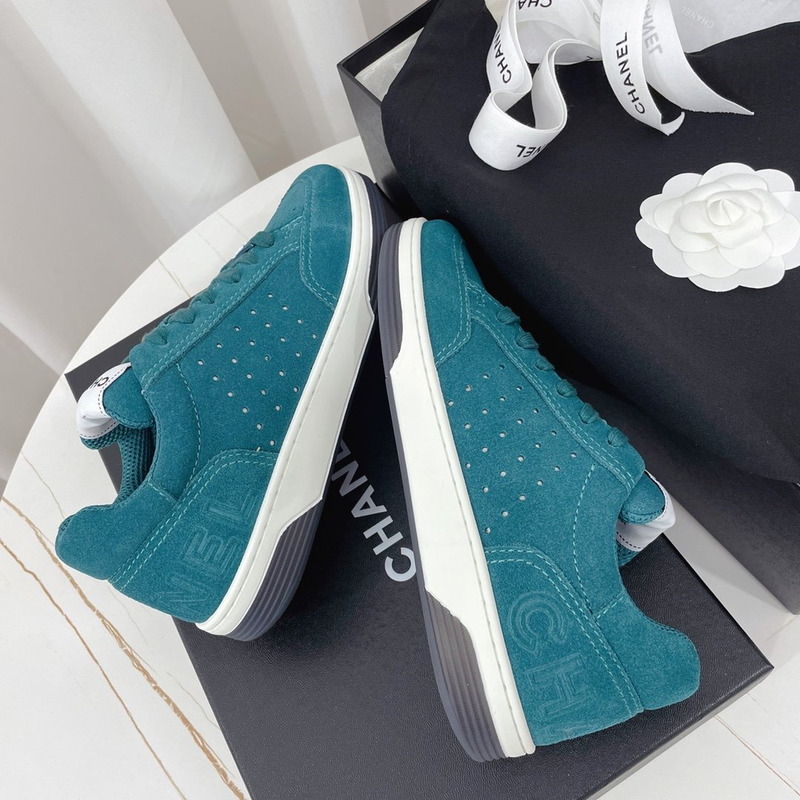 Ch*el calfskin sneaker teal