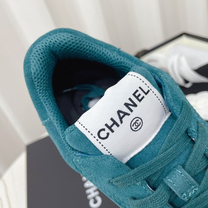 Ch*el calfskin sneaker teal