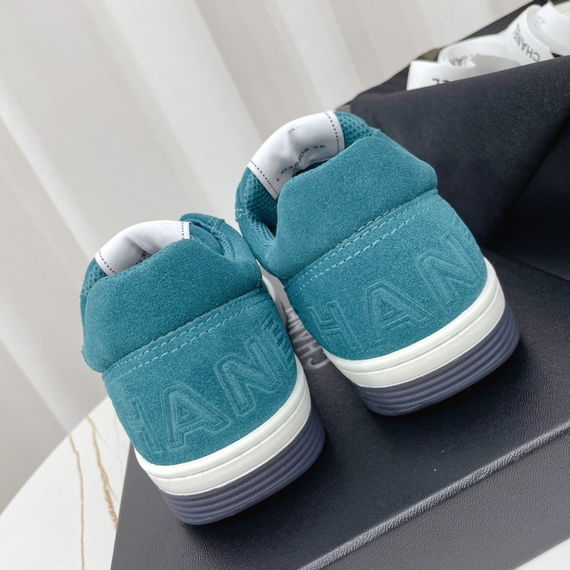 Ch*el calfskin sneaker teal