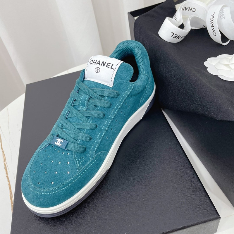 Ch*el calfskin sneaker teal