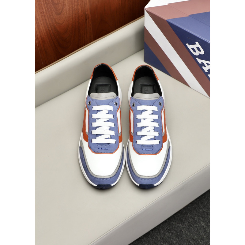 Bally Demmy Leather Sneaker in White,Orange & Blue