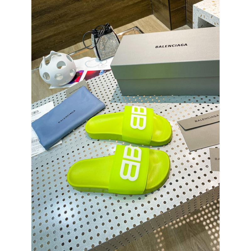 Ba*len*cia*ga glow-in-the-dark bb pool slides fluorescent yellow