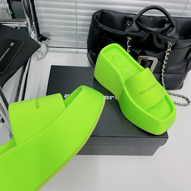 Alexander Wang Taji Platform Slide Sandal in Lycra Tender Green