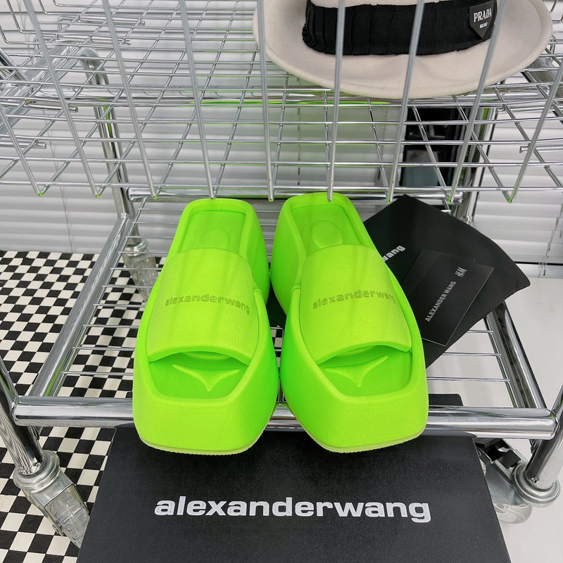 Alexander Wang Taji Platform Slide Sandal in Lycra Tender Green