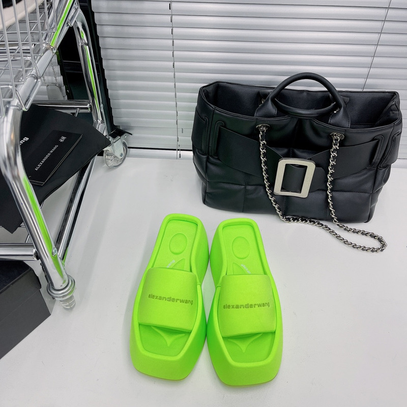 Alexander Wang Taji Platform Slide Sandal in Lycra Tender Green