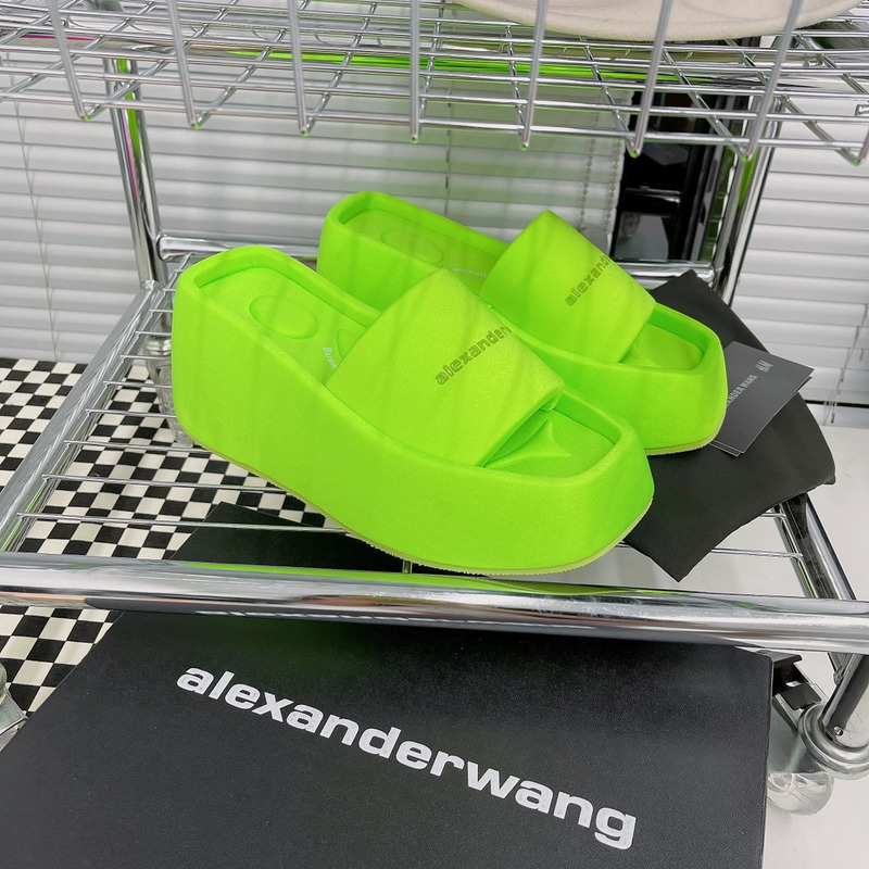 Alexander Wang Taji Platform Slide Sandal in Lycra Tender Green