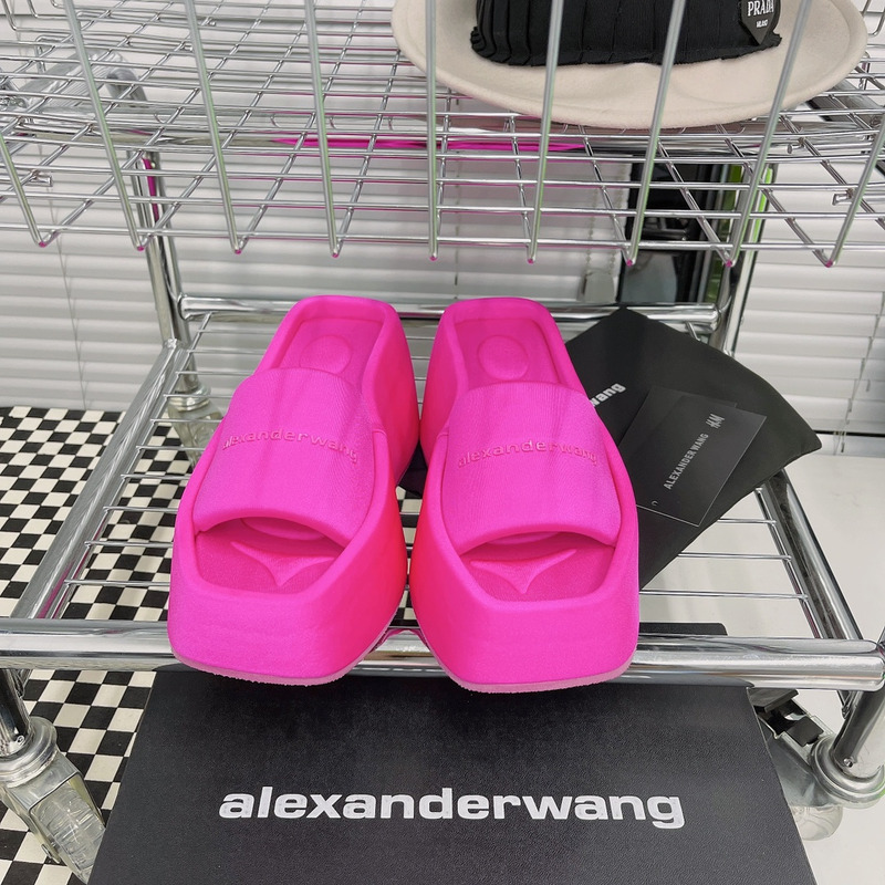 Alexander Wang Taji Platform Slide Sandal in Lycra Peach