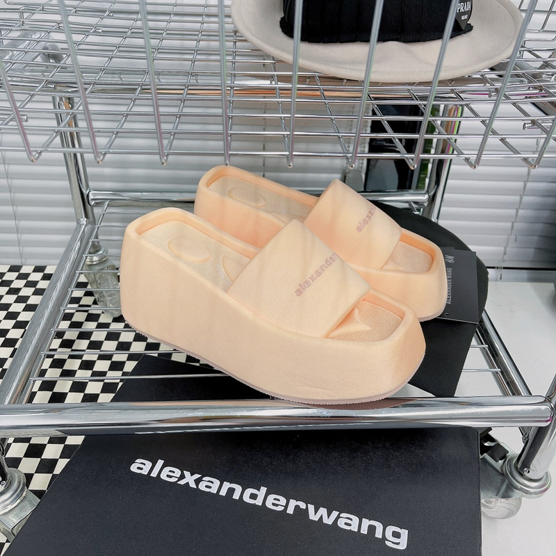 Alexander Wang Taji Platform Slide Sandal in Lycra Nude Pink