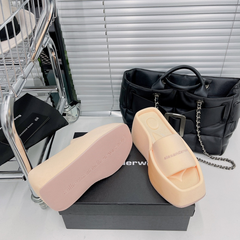 Alexander Wang Taji Platform Slide Sandal in Lycra Nude Pink