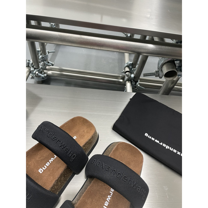 Alexander Wang Ronan Logo-embroidered Cotton-jersey Sandals Black