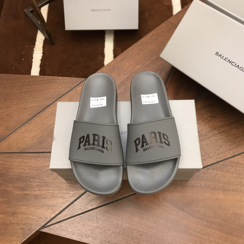 Ba*len*cia*ga paris pool slides grey&black