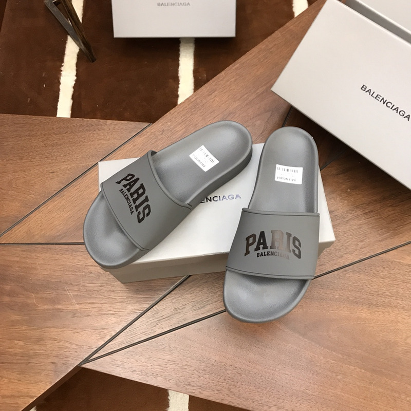 Ba*len*cia*ga paris pool slides grey&black