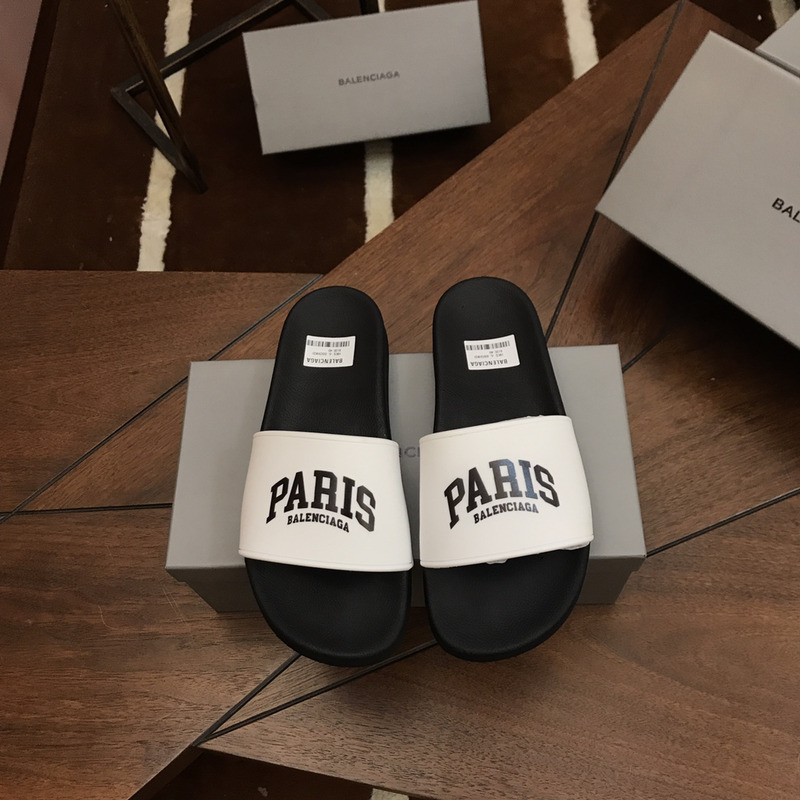 Ba*len*cia*ga paris pool slides white&black