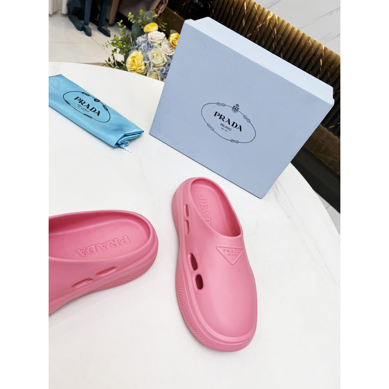 Pra*a foam rubber mules slides pink