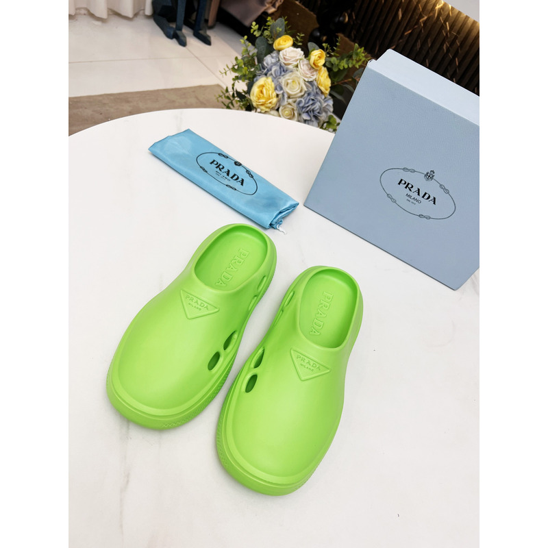 Pra*a foam rubber mules slides green