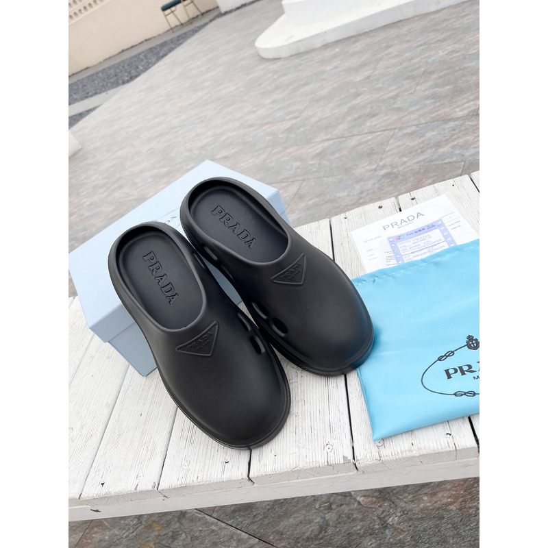 Pra*a foam rubber mules slides black