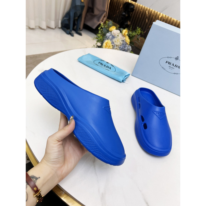 Pra*a foam rubber mules slides blue