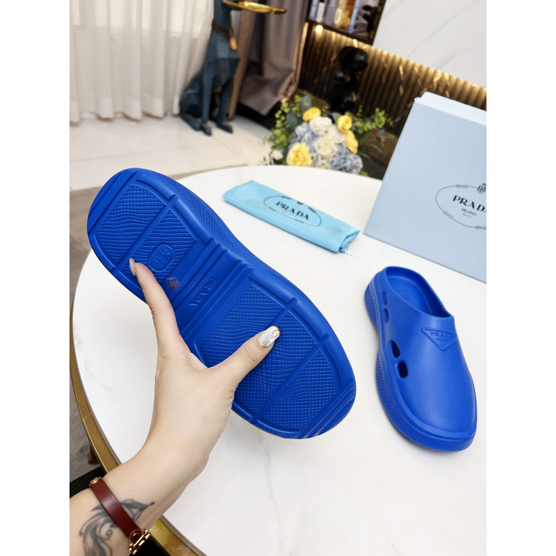 Pra*a foam rubber mules slides blue