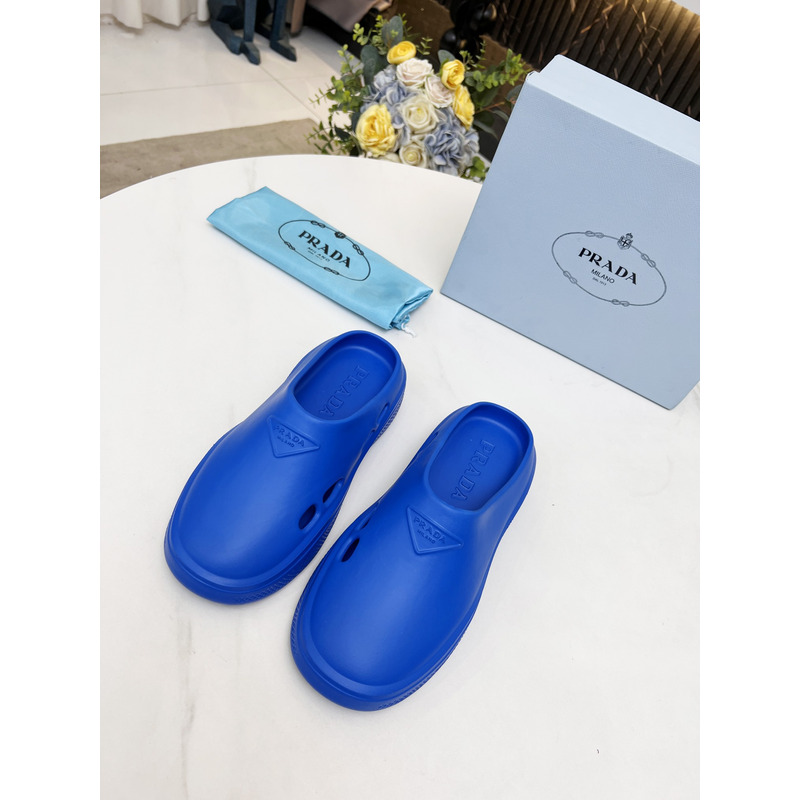 Pra*a foam rubber mules slides blue