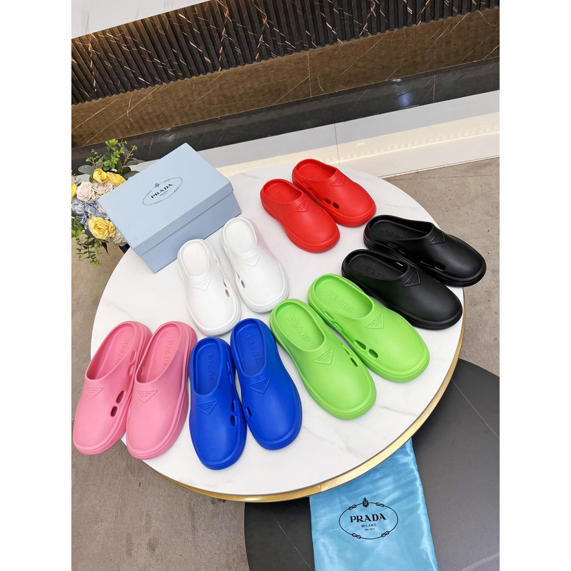 Pra*a foam rubber mules slides blue