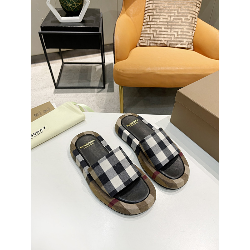 B**rry check cotton slides birch brown