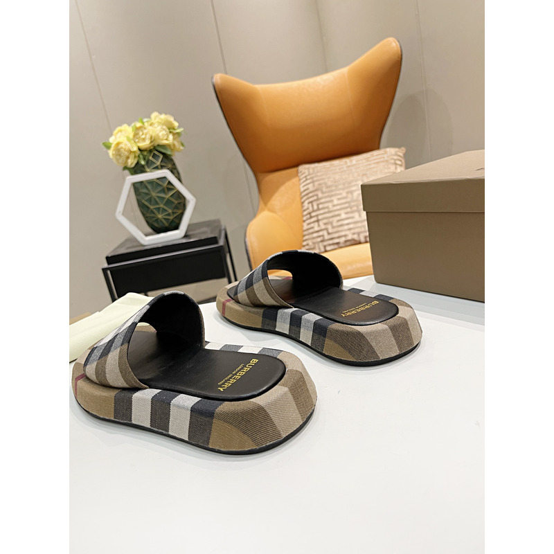 B**rry check cotton slides birch brown