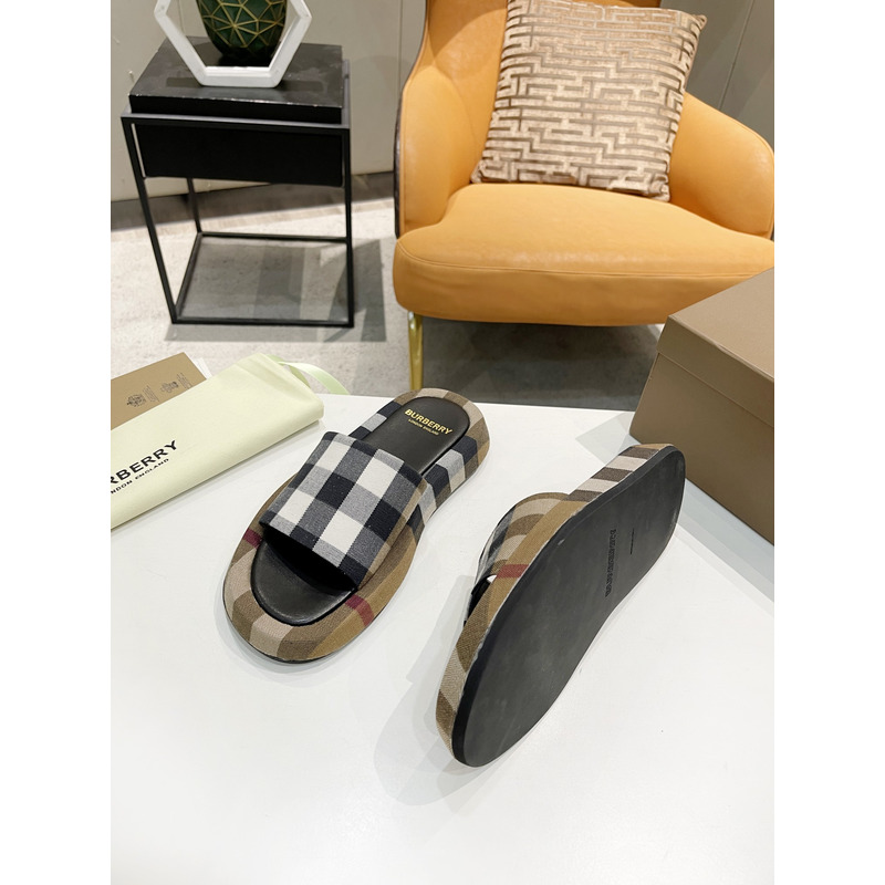 B**rry check cotton slides birch brown