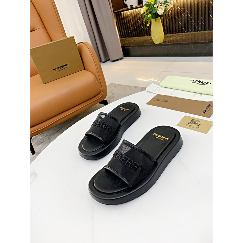 B**rry monogram print linen cotton canvas slides black