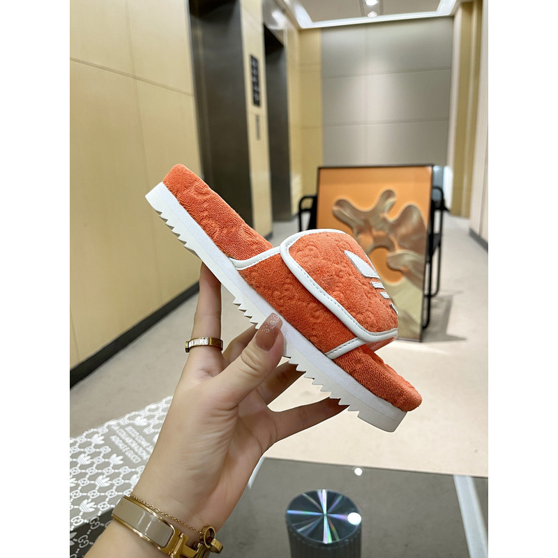 g*u*i x Ad*s gg platform sandal orange cotton sponge