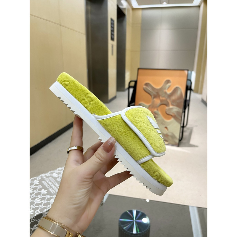 g*u*i x Ad*s gg platform sandal yellow cotton sponge