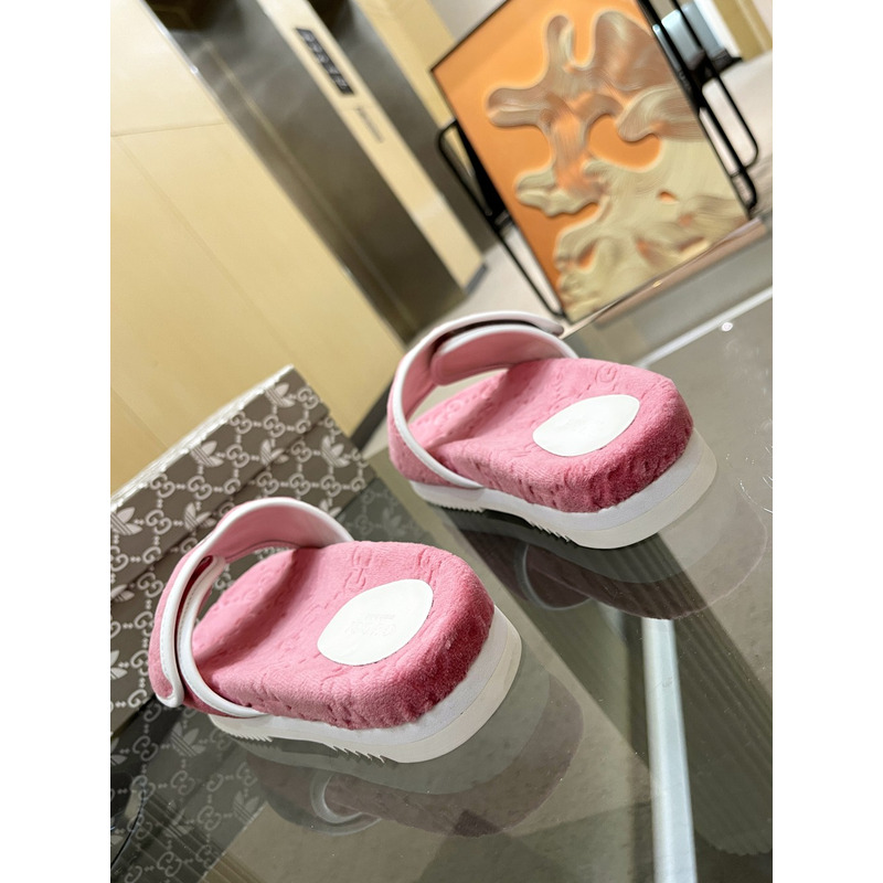 g*u*i x Ad*s gg platform sandal pink cotton sponge