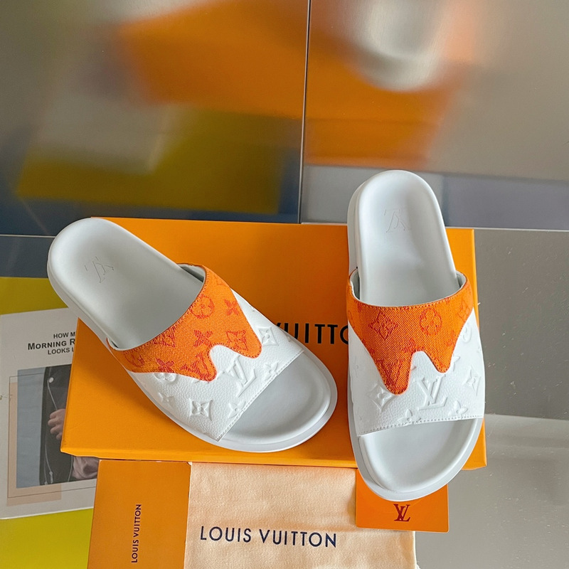 l**is V*t*n x nba embossed monogram mules orange/white