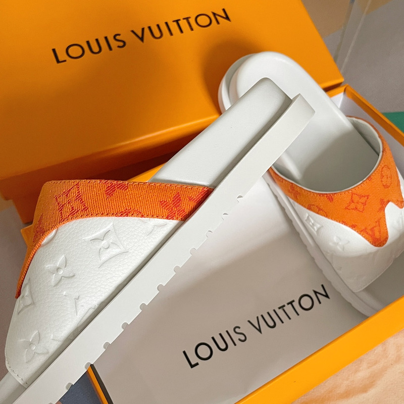 l**is V*t*n x nba embossed monogram mules orange/white