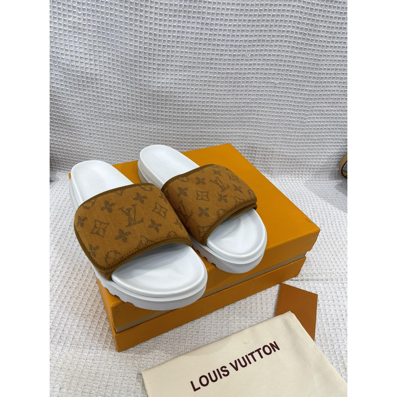 l**is V*t*n monogram pool mules brown/white