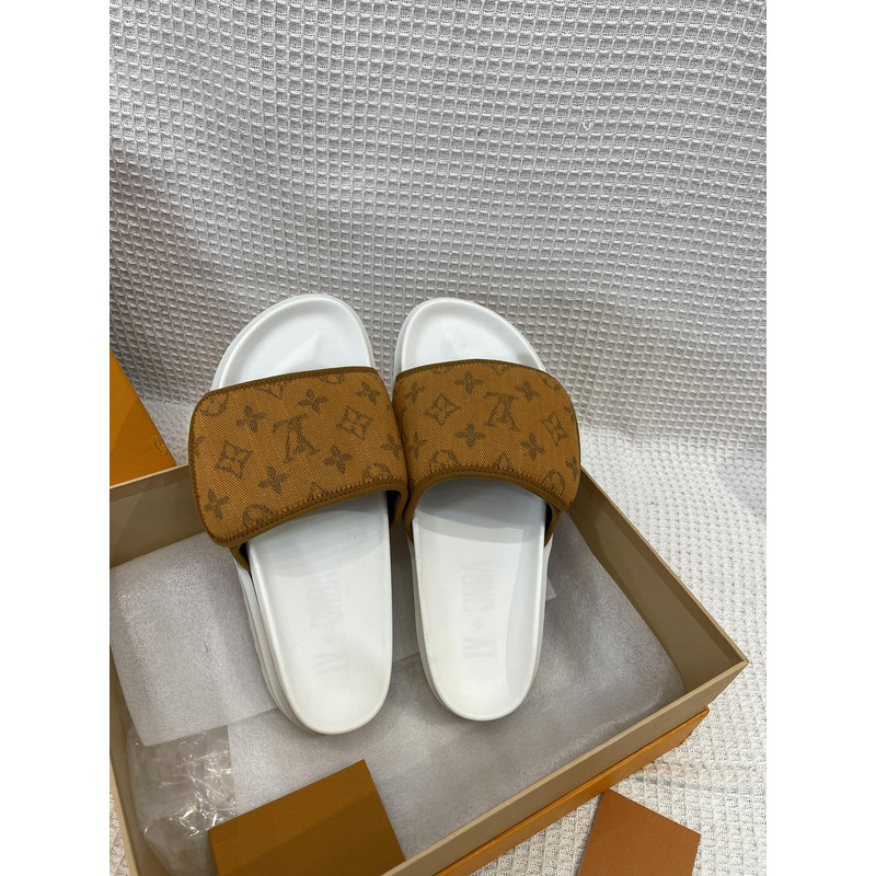 l**is V*t*n monogram pool mules brown/white