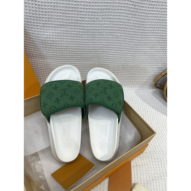 l**is V*t*n monogram pool mules green/white