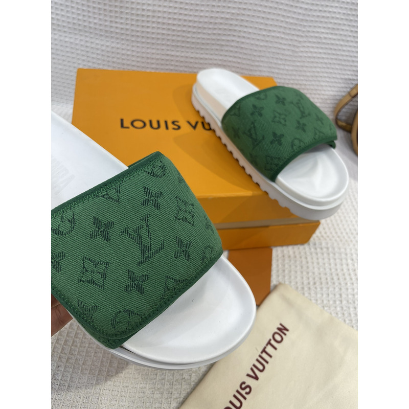 l**is V*t*n monogram pool mules green/white