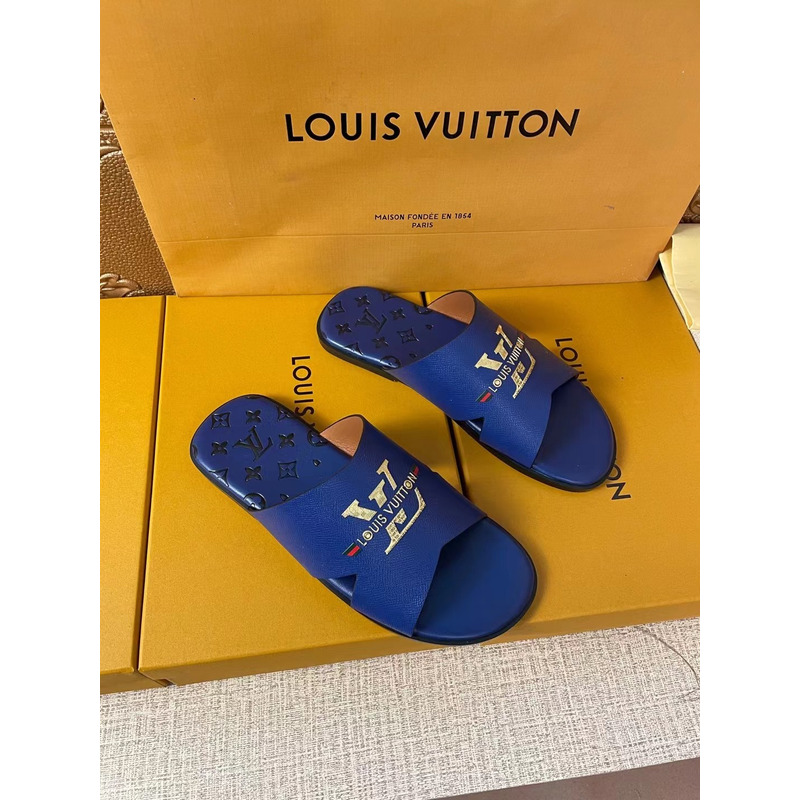 l**is V*t*n gold logo mules blue