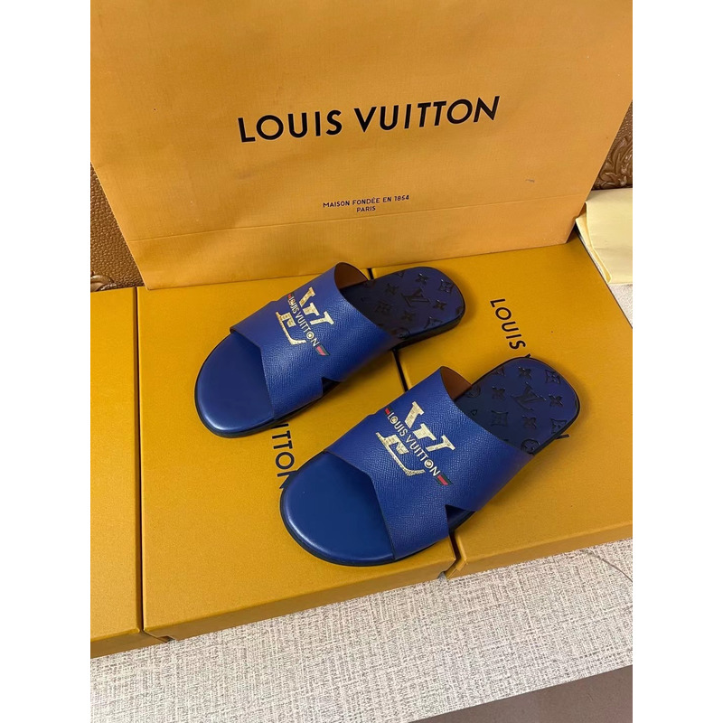 l**is V*t*n gold logo mules blue