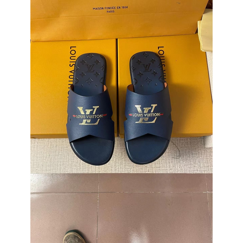 l**is V*t*n gold logo mules navy black