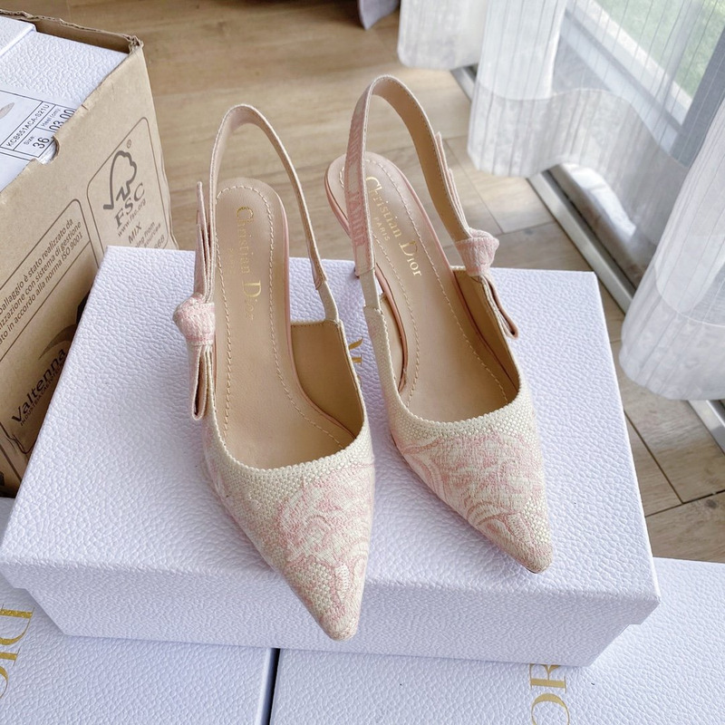 D*or j''aD*or slingback pumps toile de jouy reverse embroidered cotten pink