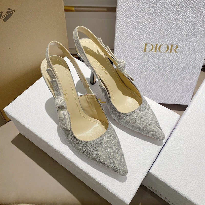 D*or j''aD*or slingback pump toile de jouy embroidered cotton grey