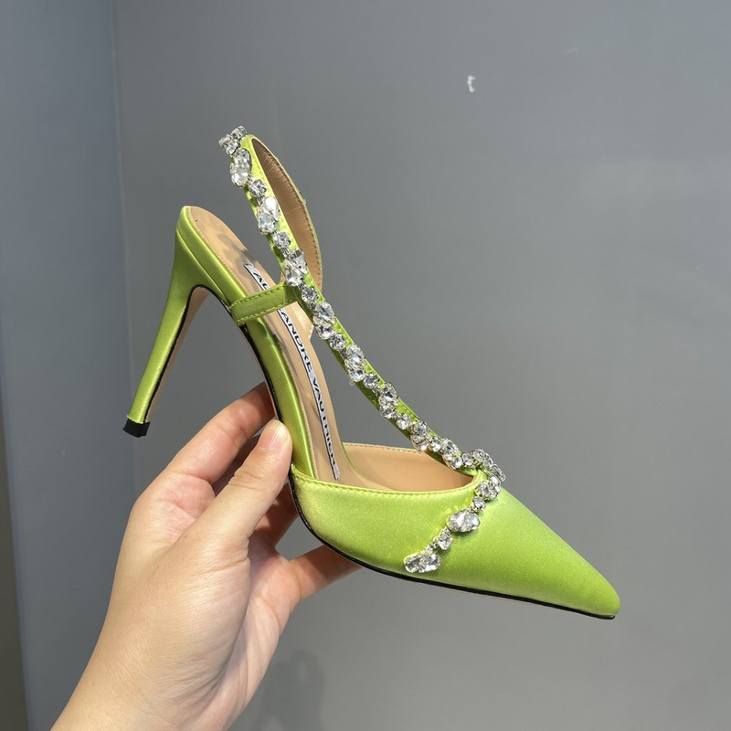 Alexandre Vauthier  Pointed Toe Rhinestone High Heels Stiletto Silk Sandals Green